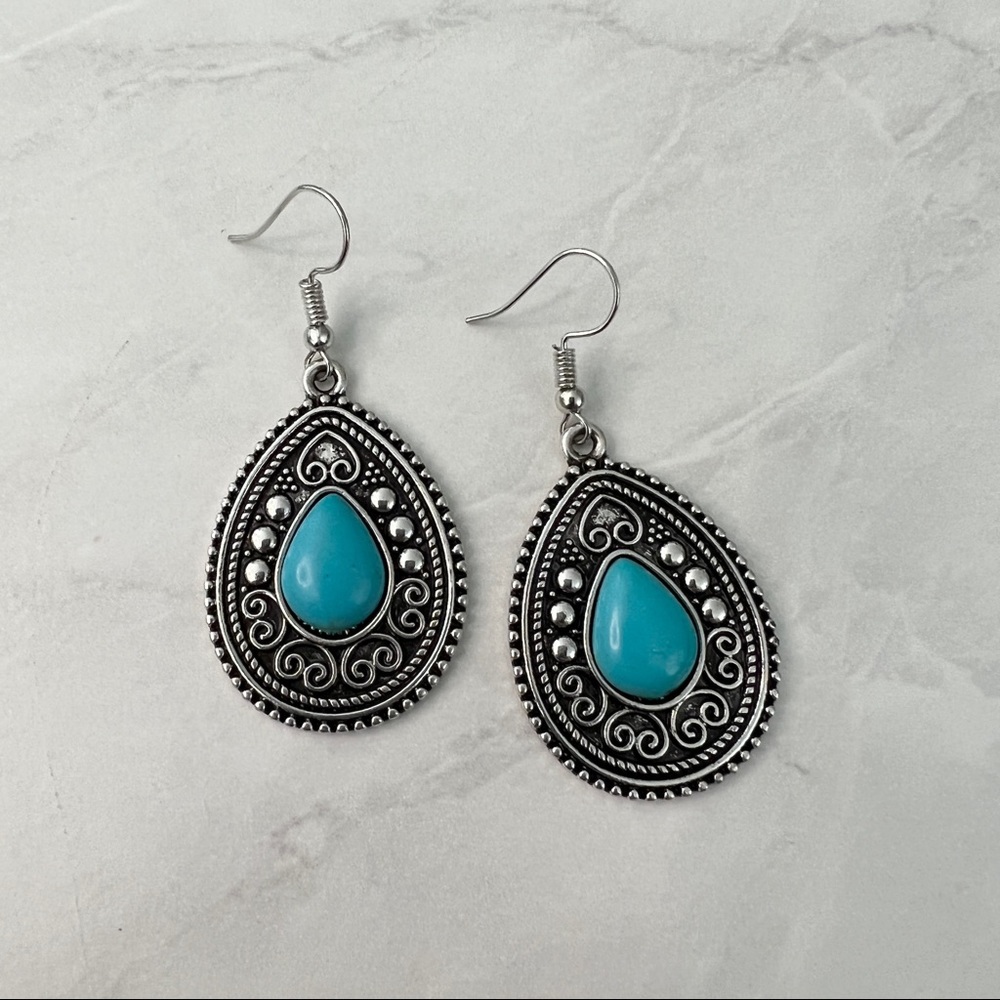 NWOT Desert Nirvana Blue Turquoise Fishhook Earrings